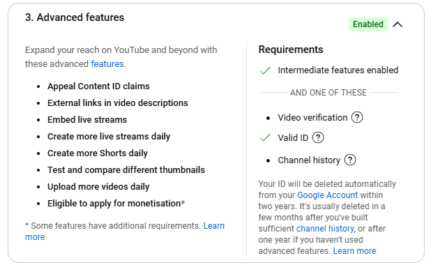 YouTube channel advanced features YouTube channel advanced features